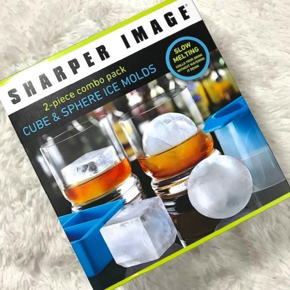 NWOT Sharper Image 2 PC XL Slow Melting Cube & Sphere Ice Molds Combo Pack - Picture 1 of 12